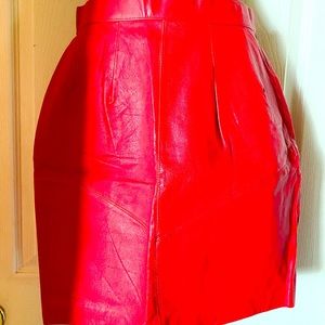 Red leather skirt